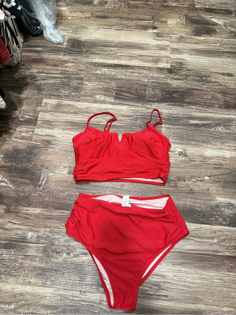 Cupshe Red Two-Piece High-Waist Bikini Set